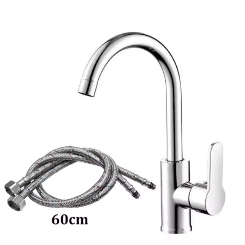 Large bend hot and cold water faucet, kitchen sink, sink, rotating faucet, bathroom, balcony, washbasin faucet