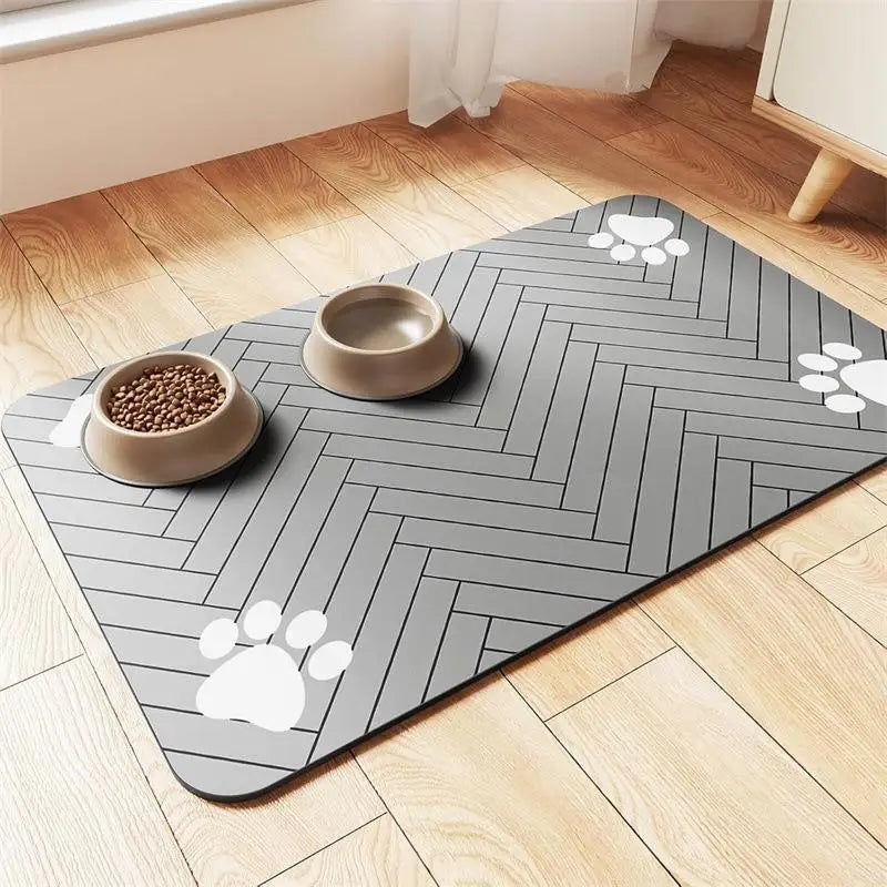 C Pet Feeding Mat-Absorbent Pet Placemat For Food And Water Bowl With Waterproof Rubber Backing Quick Dry Water Mat For Dog Cat