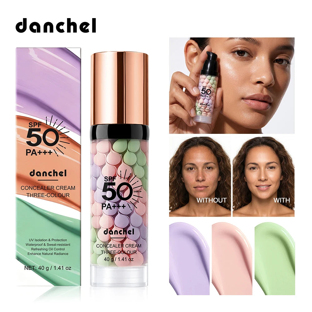 3-Color Sunscreen Concealer Cream Moisturizing Formula SPF50+ Sun Protection Oil-control Correcting Skin Tone Sunscreen Primer