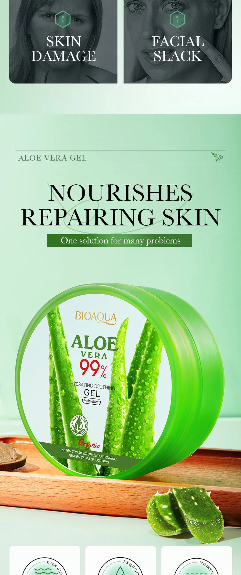BIOAQUA Aloe Vera Gel Face Cream Moisturizing Skin Rejuvenating Hydrating Anti-aging Facial Creams Beauty Facial Skin Care