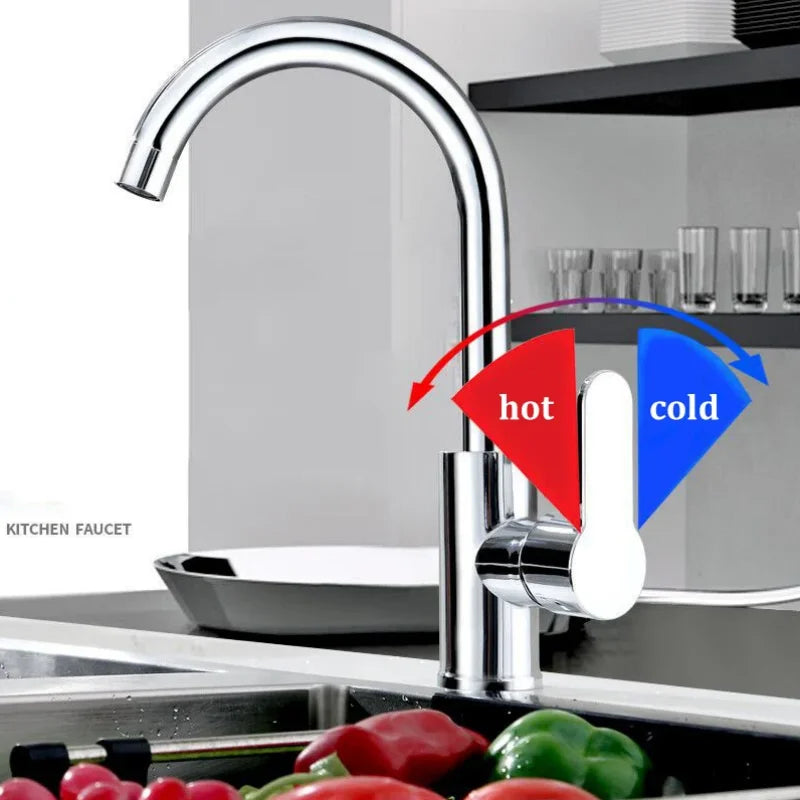 Large bend hot and cold water faucet, kitchen sink, sink, rotating faucet, bathroom, balcony, washbasin faucet