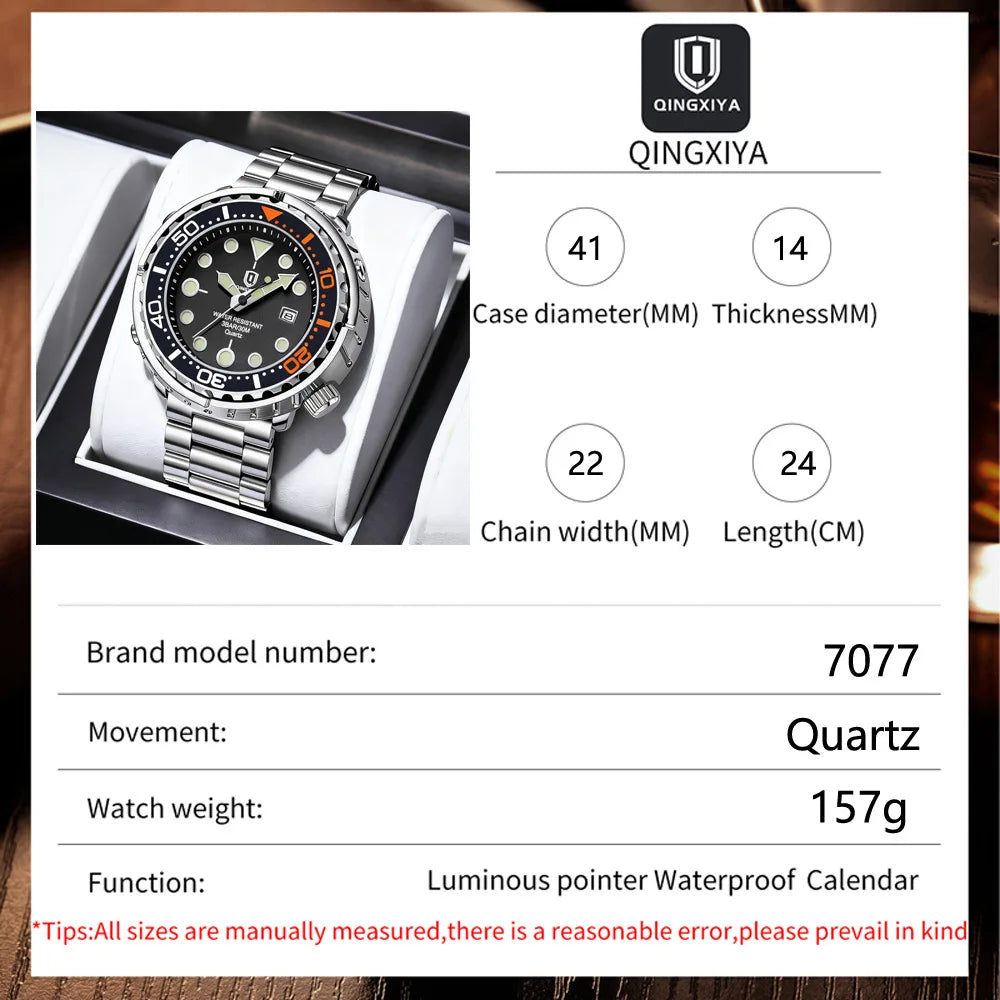 2026 new fashionable men's watch, top brand, waterproof, luminescent, date and clock, sports watch, men's quartz wristwatch