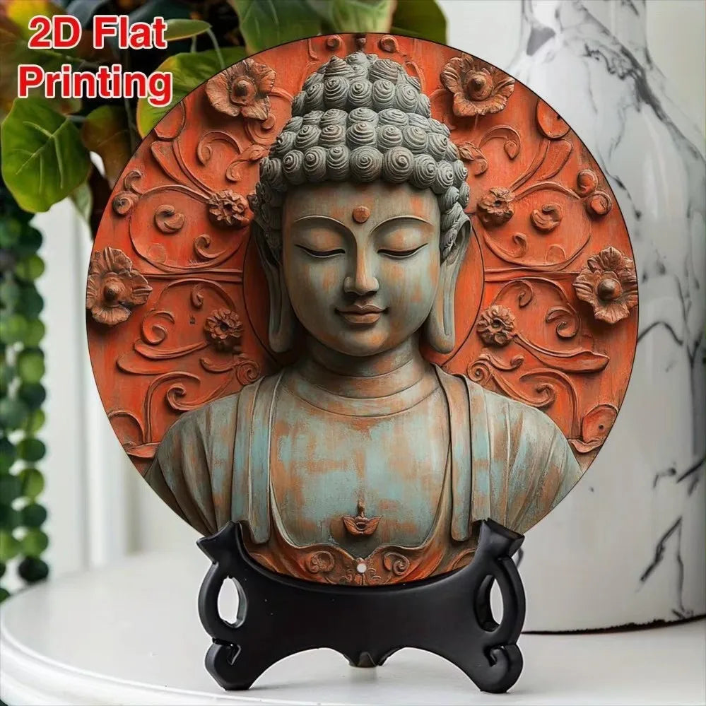 1pc Vintage Hindu Goddess Durga Statue - Aluminum Wall Art Plaque with Lion mount, Golden & Black Indian deity Decor for Home