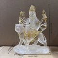 Indian Statue of Difficult To Approach Mother Durga Riding A Tiger and Lion Offering Resin Water Glass Ornament