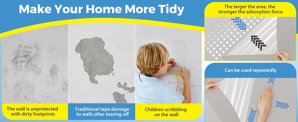 No Glue Static Transparent Wall Sticker Waterproof Anti Fouling Removable Wall Protector for Living Room Bedroom Home Use