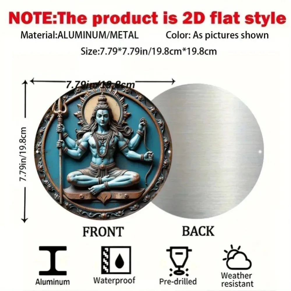 Oriental Mystic Indian Three-Handed Statue - Circular Metal Decor, Exquisite Wall & Tabletop Ornament