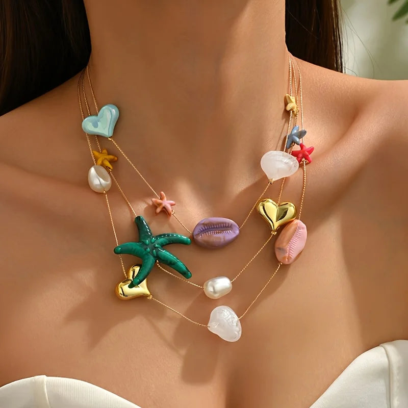 Personalized Ethnic Style Colorful Irregular String Multi-layer Necklace, Women's Fashion Festival Party Accessories Gifts