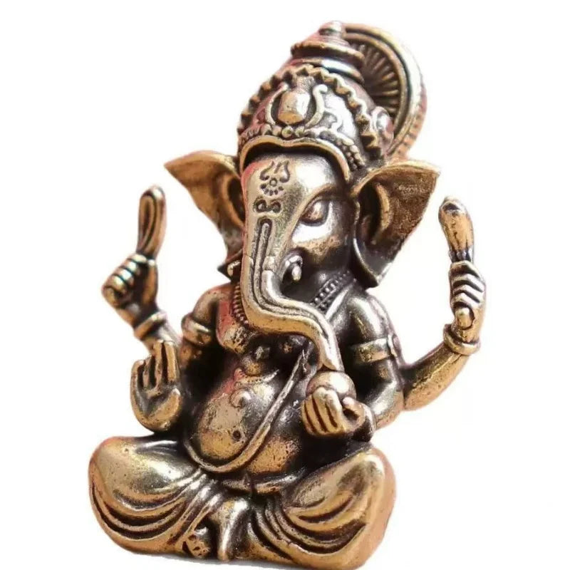 Gold Ganesh Buddha Statue Indian Elephant God Sculpture Home Living Room Garden Decoration Figurine Lucky Ornament
