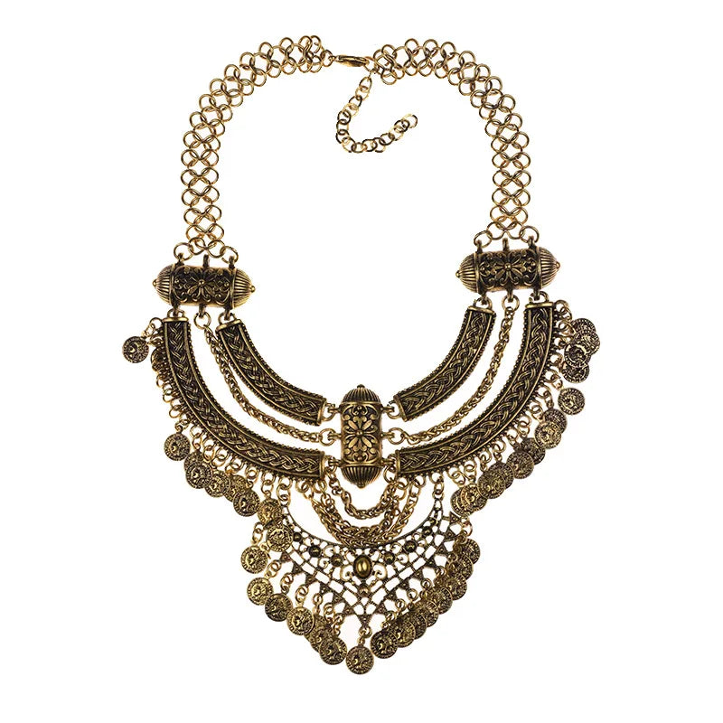 Large Collar Big Choker Woman Bohemian Ethnic Statement Gypsy Maxi Pendants Necklace Indian Power Necklace For Women